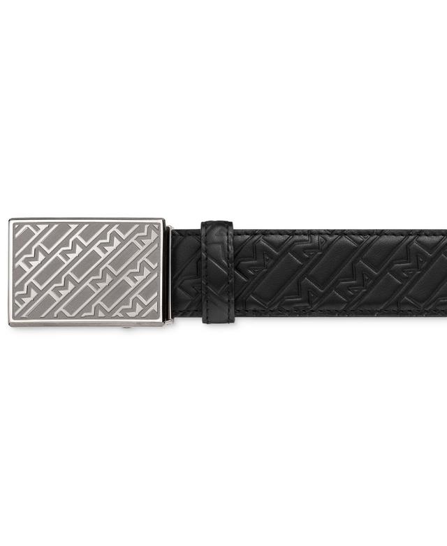 Mens Leather Plate Buckle Belt - Black - Black Product Image