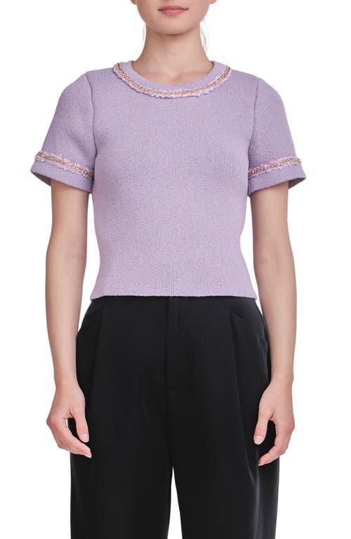 Womens Chain Trim Knit Short Sleeve Top Product Image