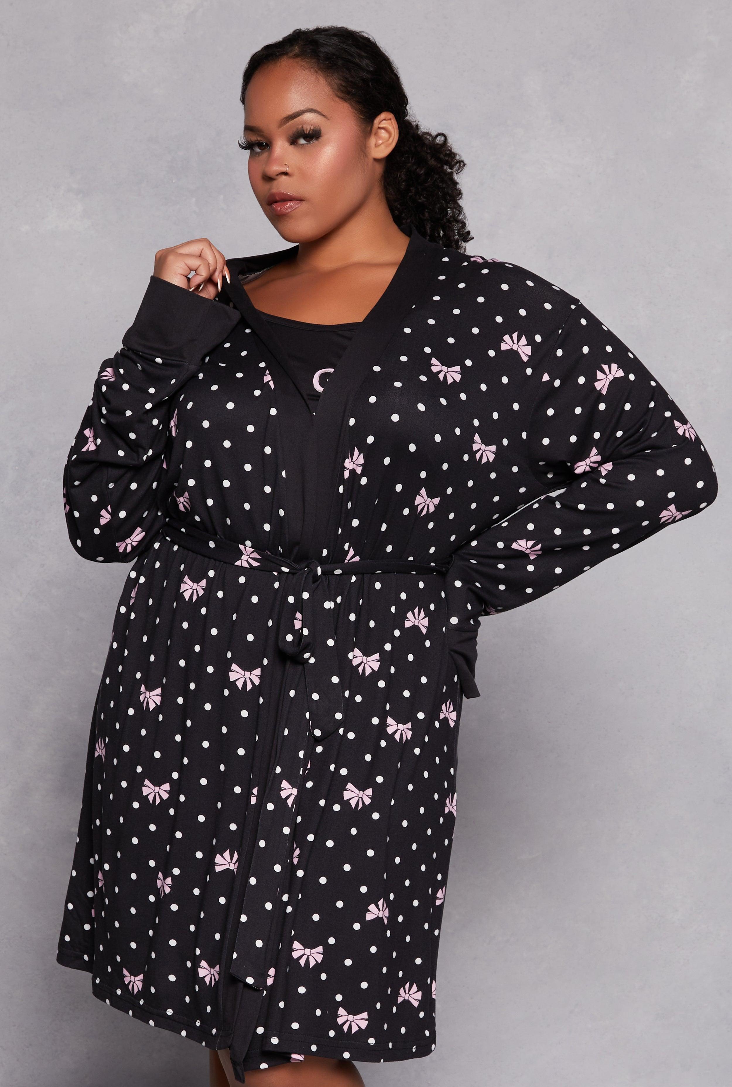 Womens Plus Size Girl Gang Graphic Cami Nightgown with Robe Product Image