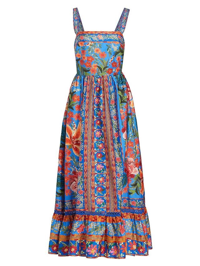 Stiched Garden Blue Maxi Dress, STICHED GARDEN BLUE / M Product Image