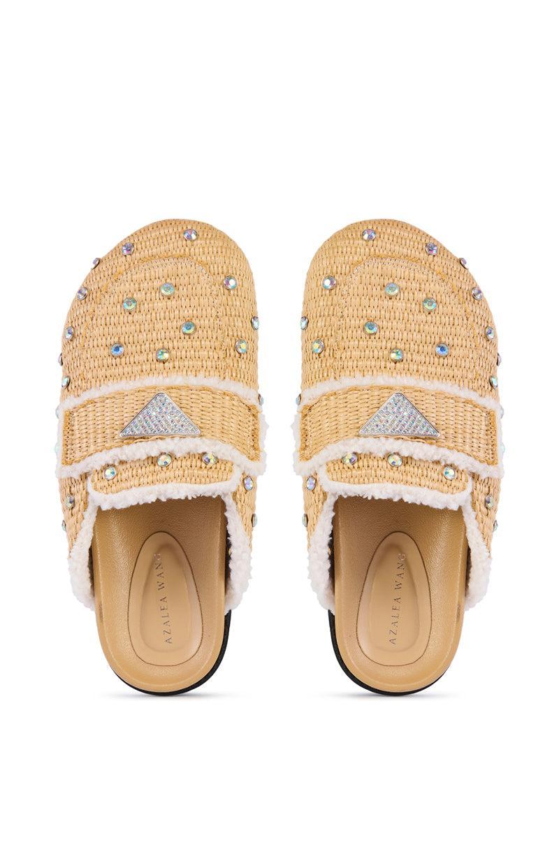 AZALEA WANG KORYNN BEIGE EMBELLISHED RAFIA FLAT Product Image