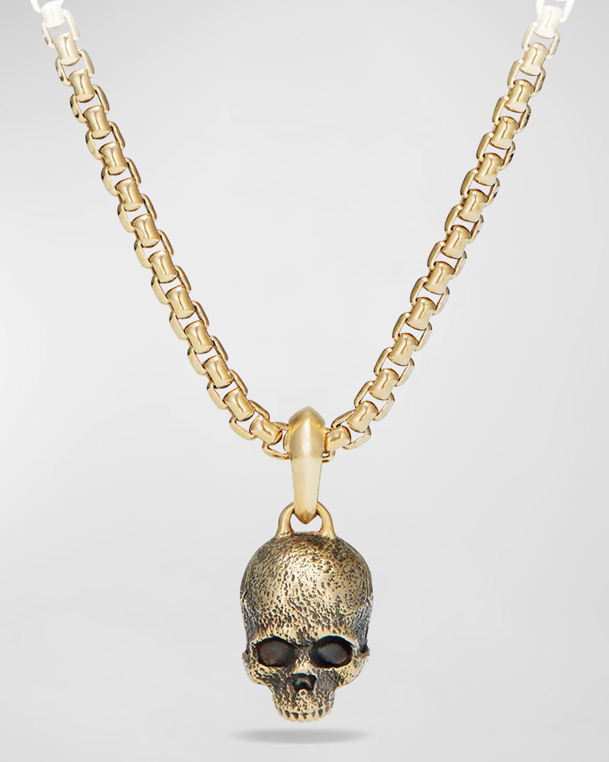 Mens Memento Mori Skull Amulet in 18K Yellow Gold Product Image