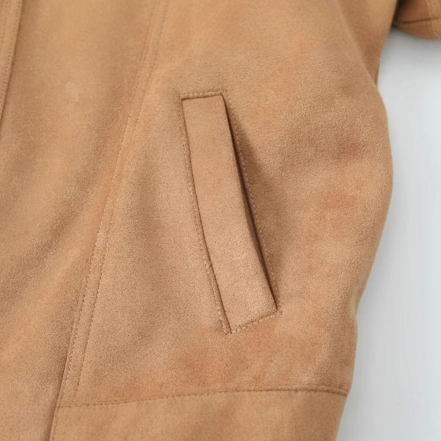 Faux Suede Button-Up Jacket Product Image