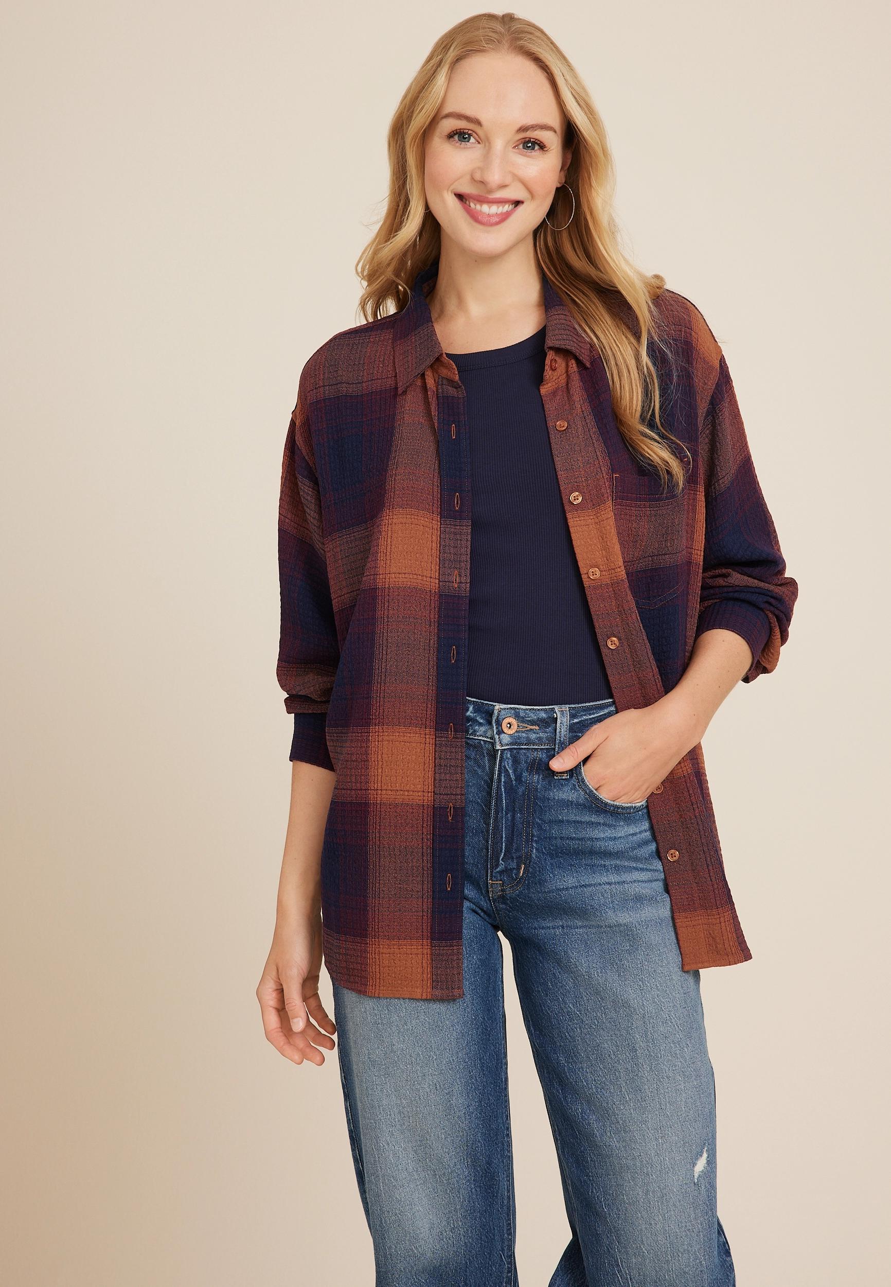 Pucker Plaid Button Up Shirt Product Image