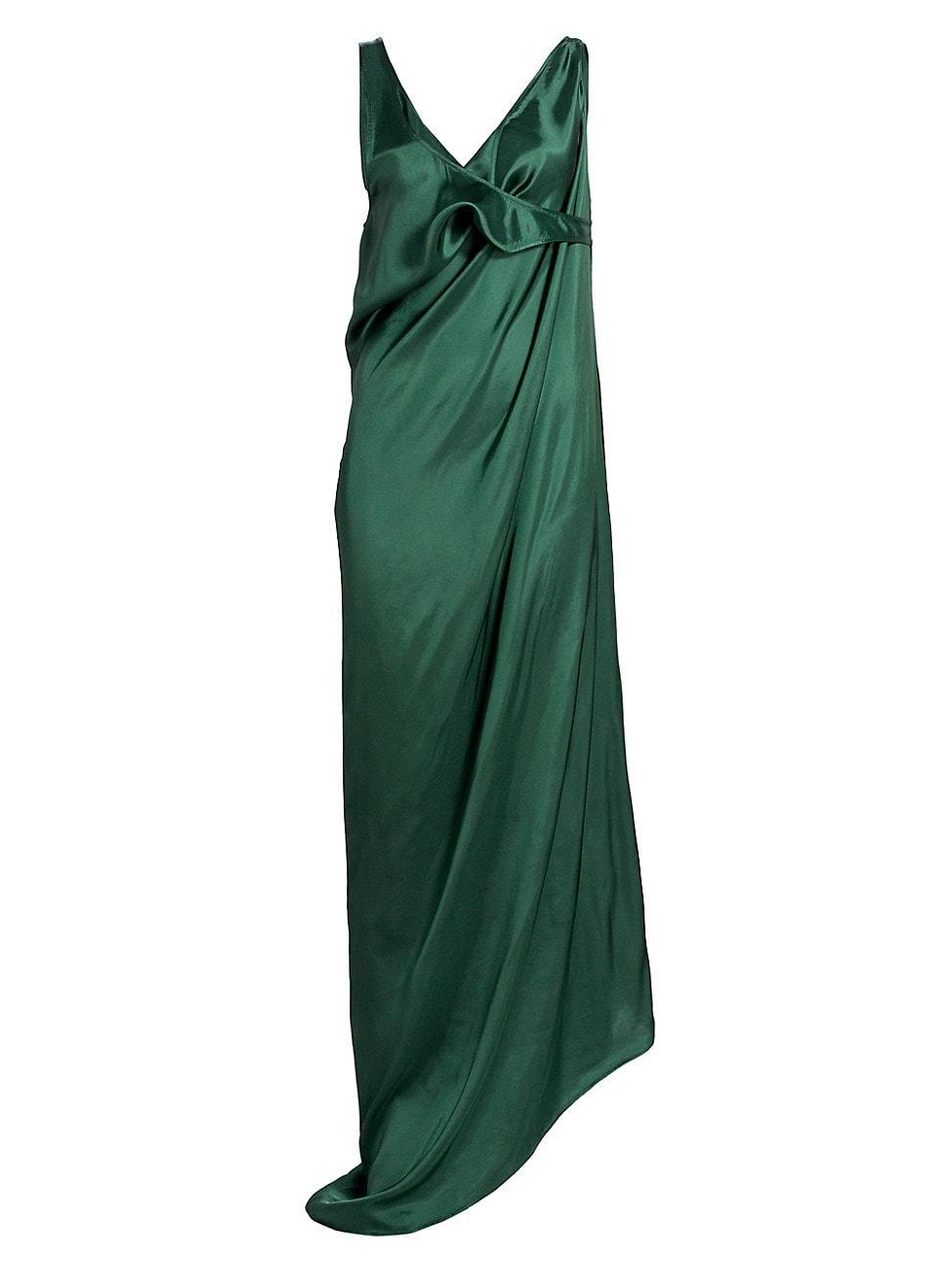 Womens Satin Asymmetric Draped Maxi Dress Product Image