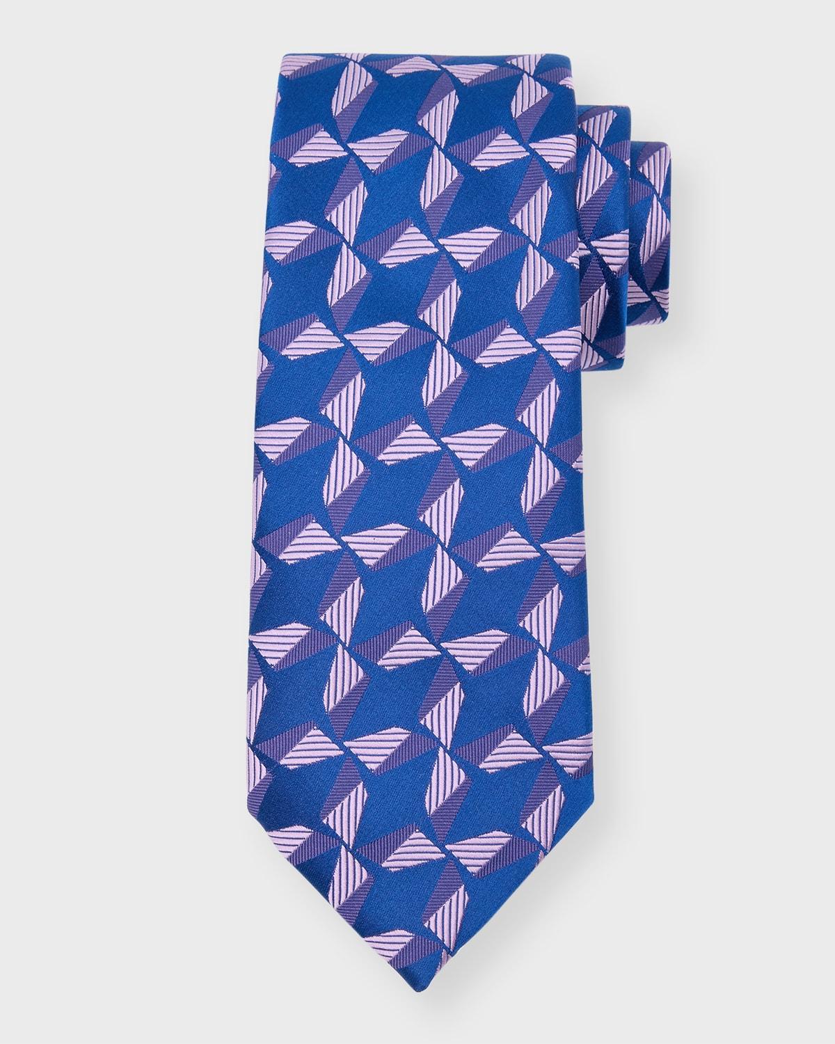 Mens Geometric Jacquard Silk Tie Product Image