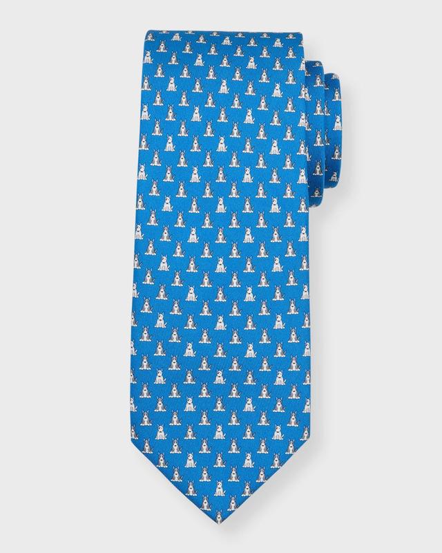 Mens Terrier-Print Silk Tie Product Image