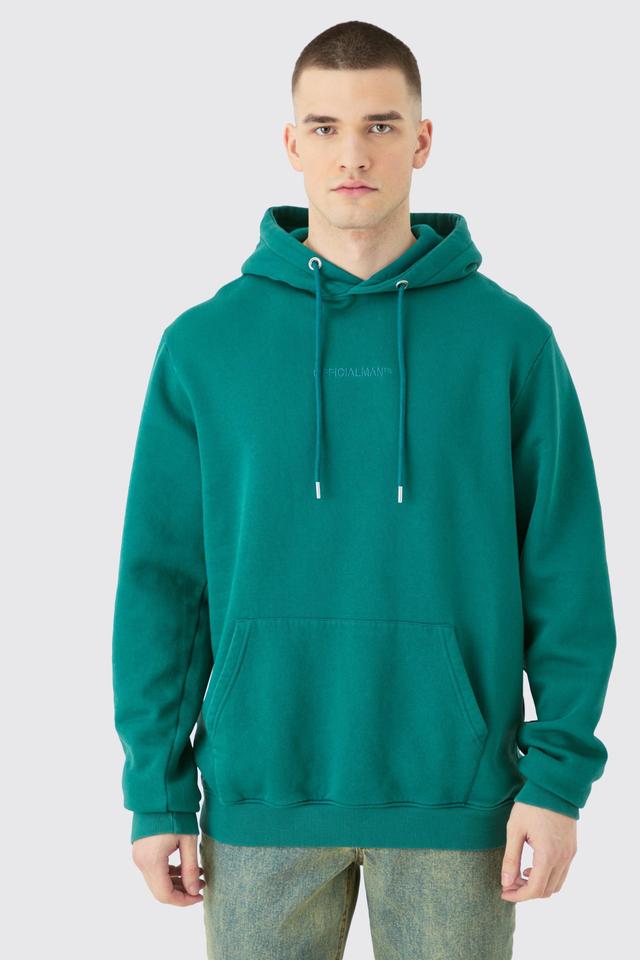 Mens Green Tall Laundered Wash Official Over Head Hoodie, Green Product Image