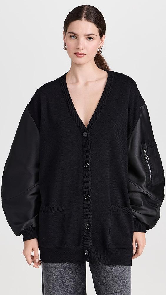 Marques Almeida Merino Cardigan with Satin Bomber Style Sleeves | Shopbop Product Image