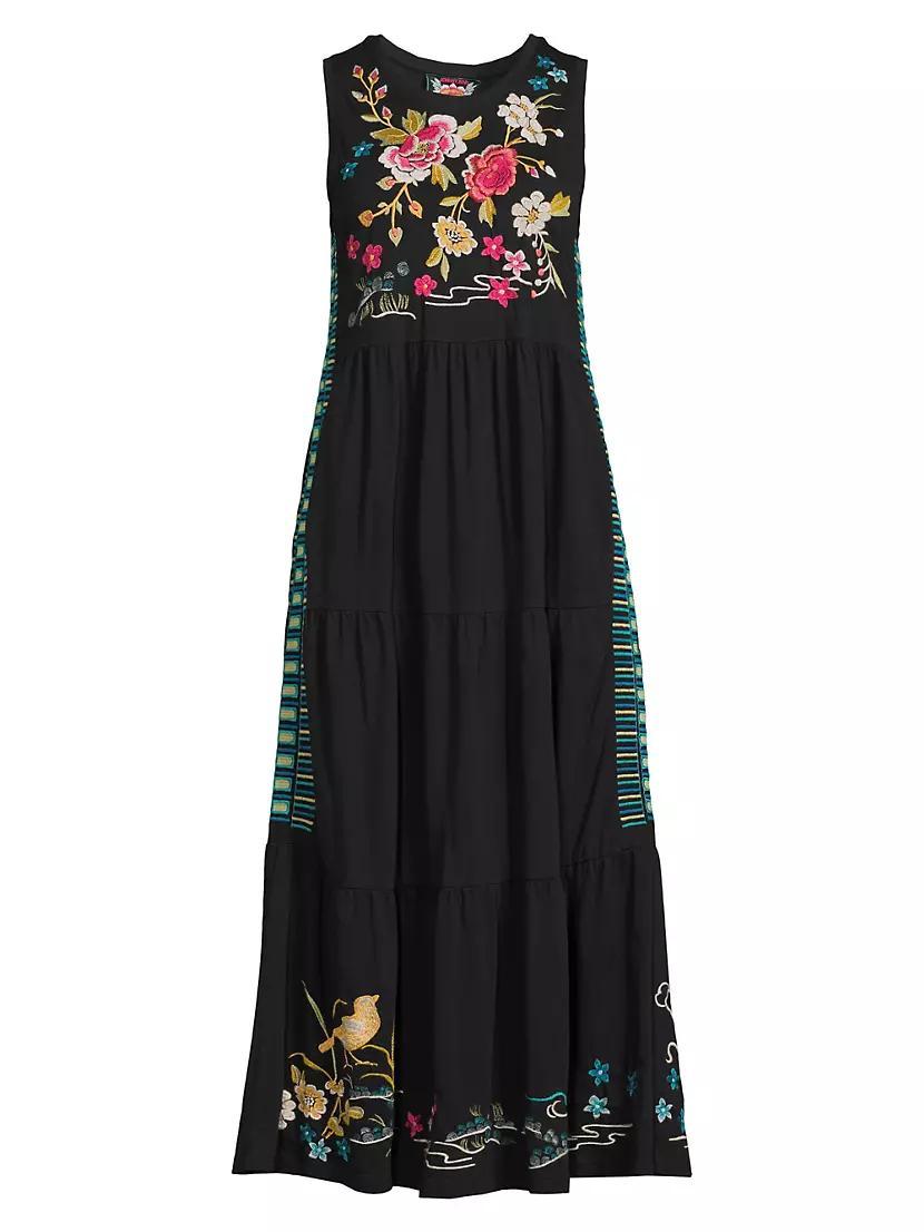 Celina Floral Cotton Tiered Maxi Dress Product Image