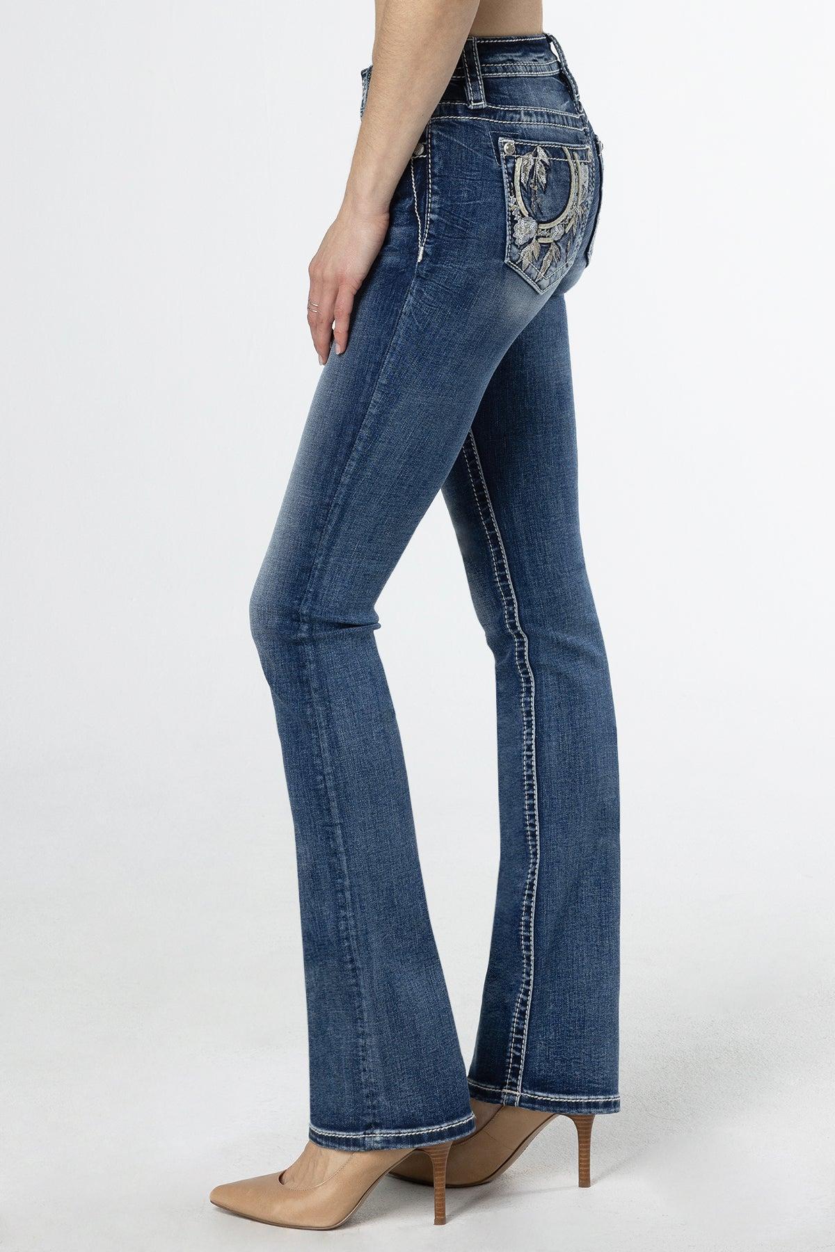 Floral Feathers Bootcut Jeans Product Image