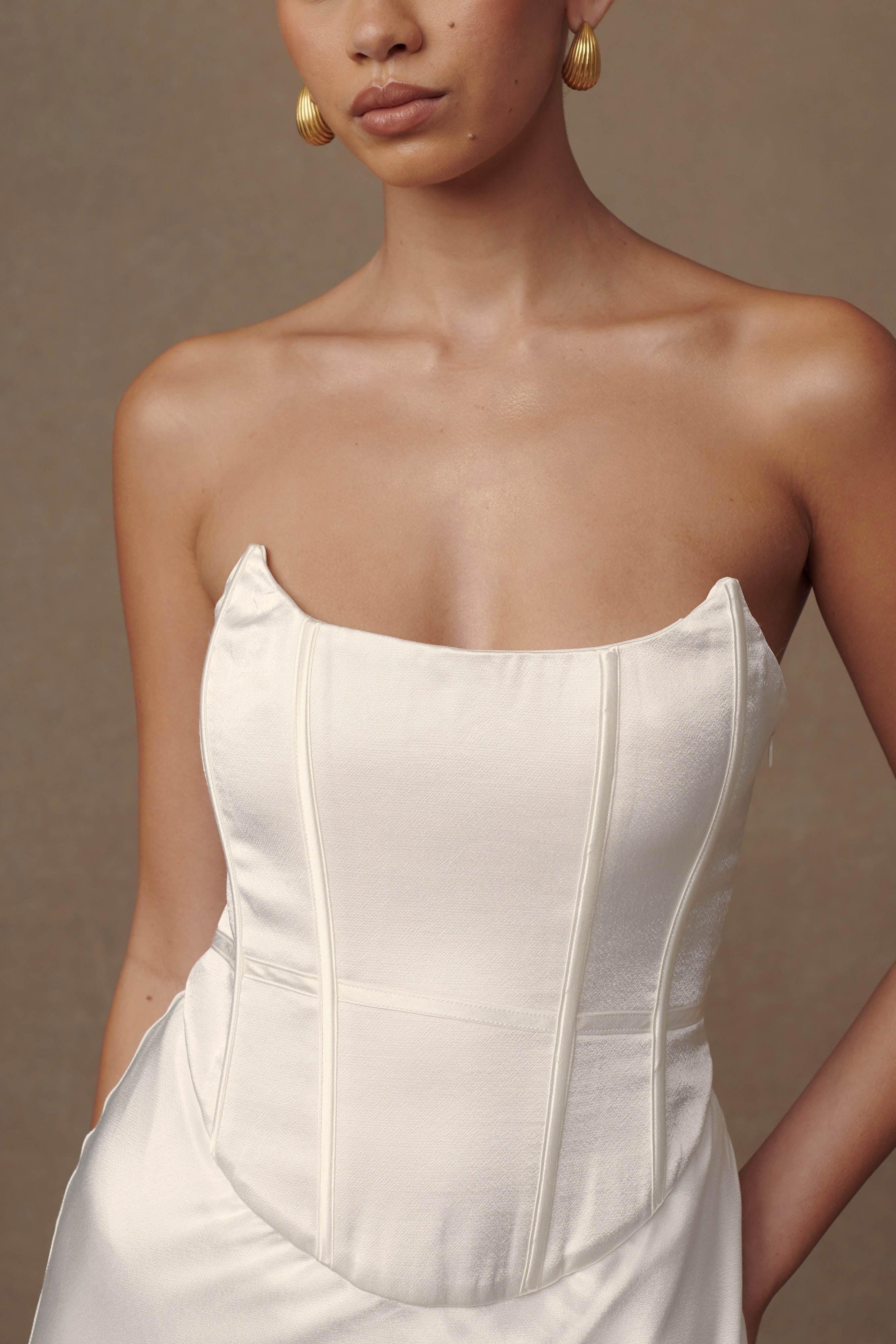 Harlow Satin Strapless Maxi Dress - Ivory Product Image