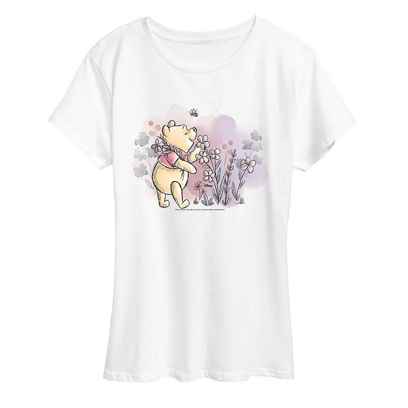 Disneys Winnie The Pooh Womens Flowers Graphic Tee Product Image