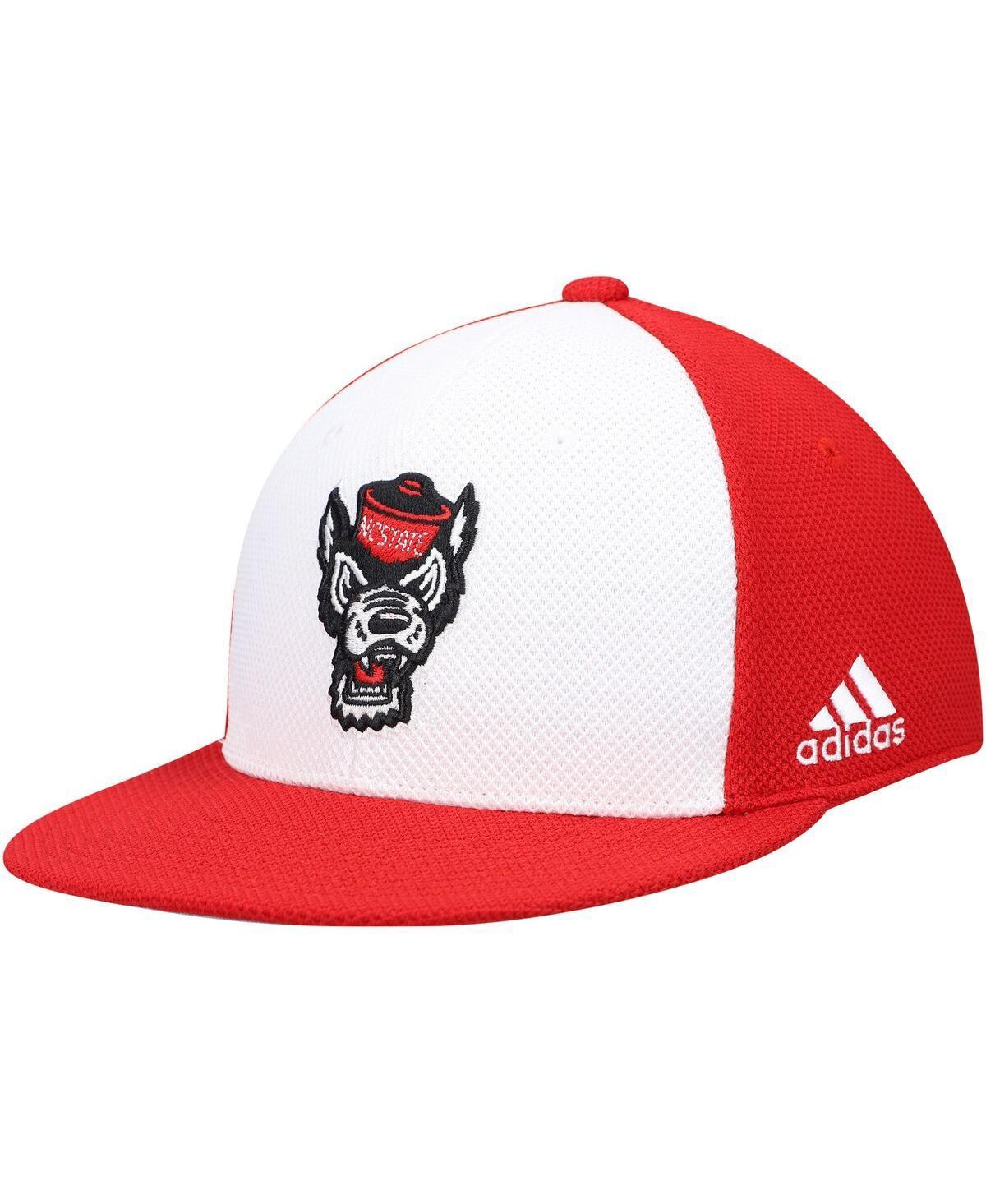 Mens adidas White and Red Nc State Wolfpack On-Field Baseball Fitted Hat - White Product Image