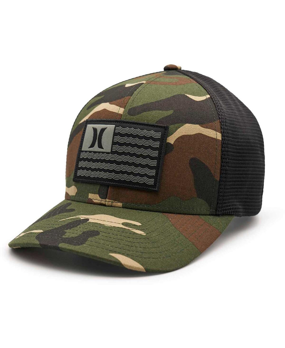 Hurley Mens Camo Icon Flag Trucker Flex Hat Product Image