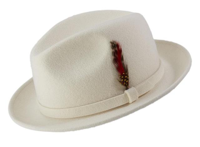 White Dress Hat Center Crease Stingy Snap Brim Product Image