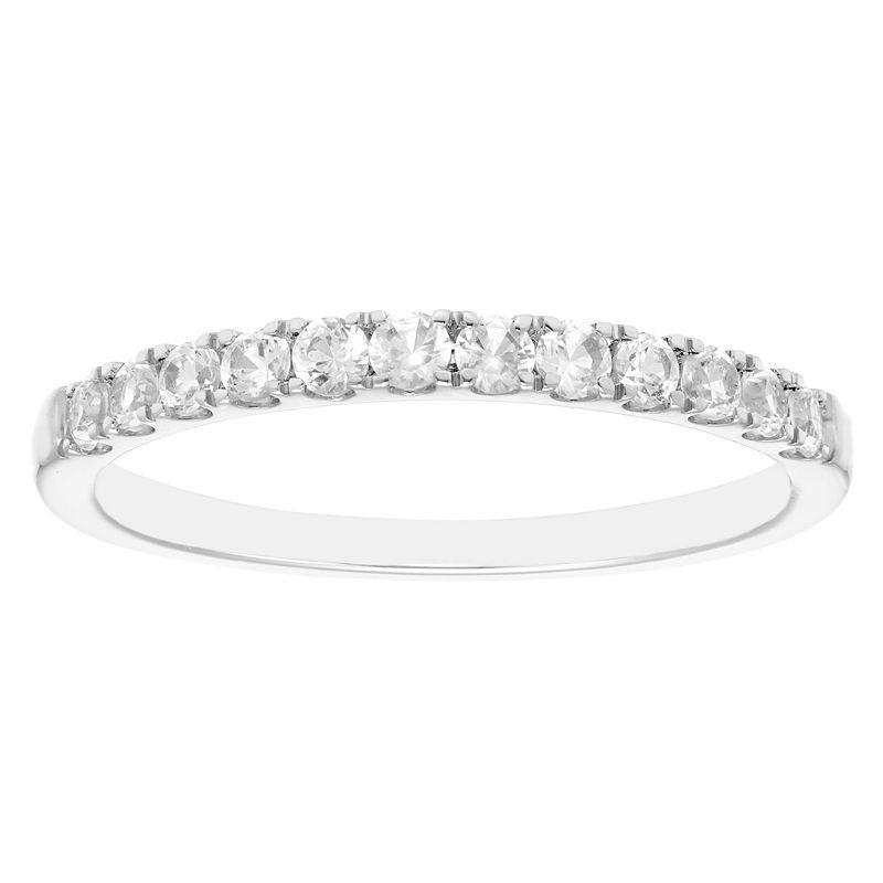 Boston Bay Diamonds 10k White Gold Gemstone Stacking Ring, Womens White Blue Product Image