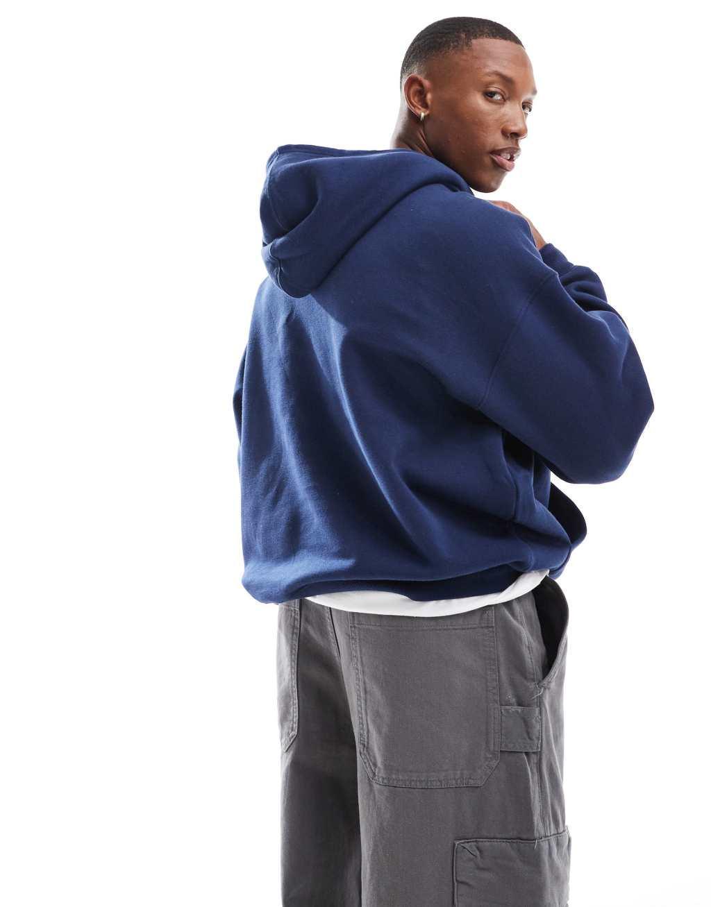 Cotton On boxy fit pullover hoodie in indigo Product Image