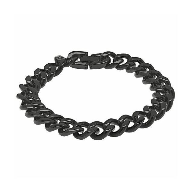 LYNX Black Ion-Plated Stainless Steel Curb Chain Bracelet - Men, Mens Black Tone Product Image