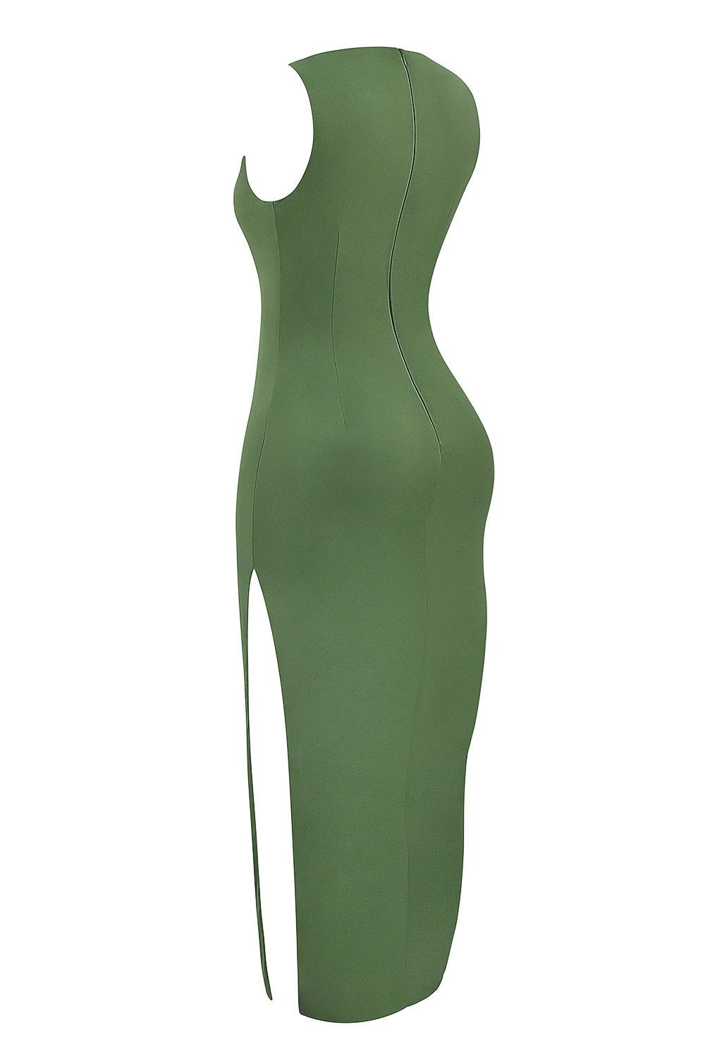 Filomena Olive Boat Neck Maxi Dress Product Image