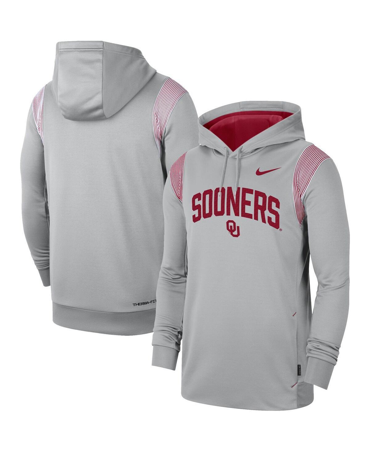 Mens Nike Gray Oklahoma Sooners 2022 Game Day Sideline Performance Pullover Hoodie Product Image