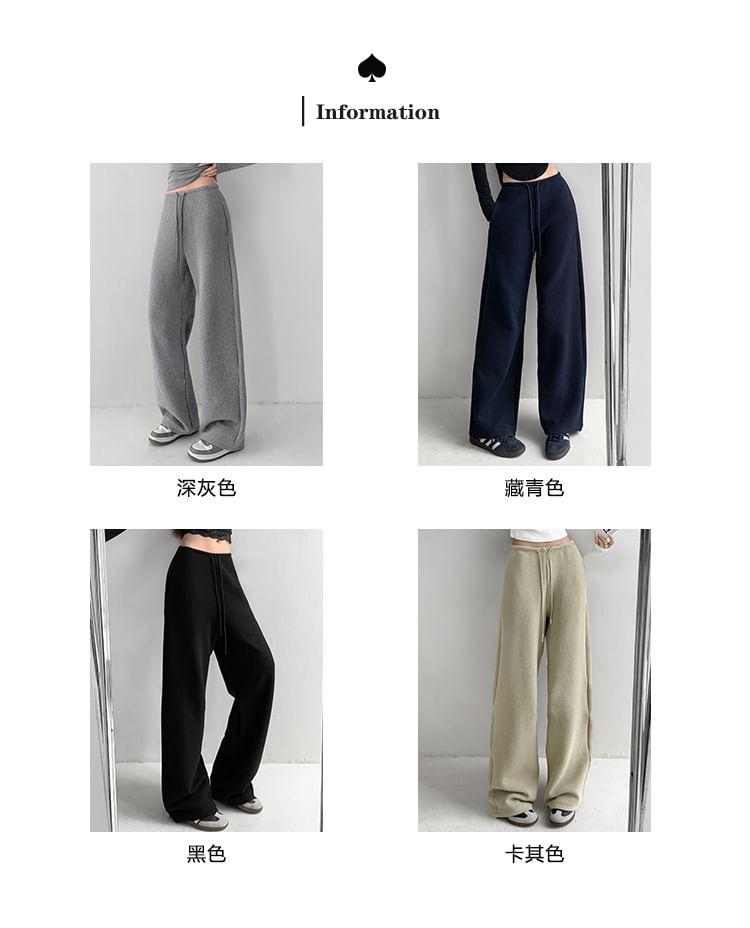 Drawstring Low-Rise Straight-Cut Pants Product Image