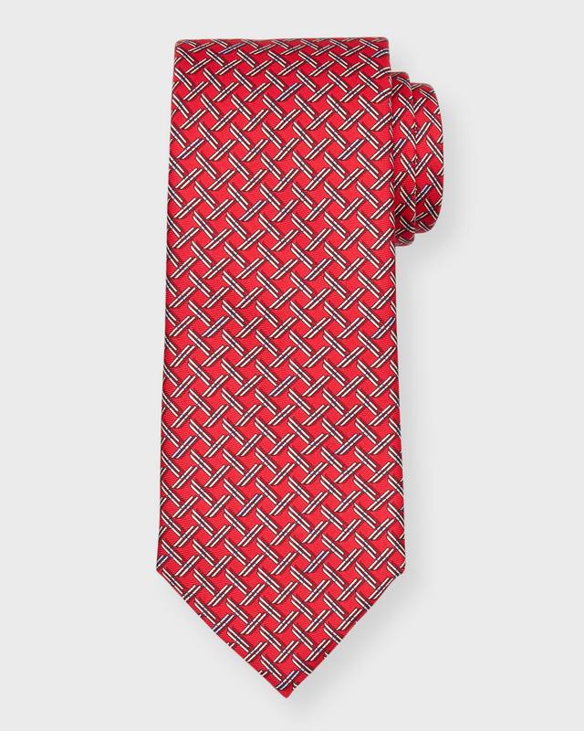 Mens Ski Grid-Printed Silk Tie Product Image