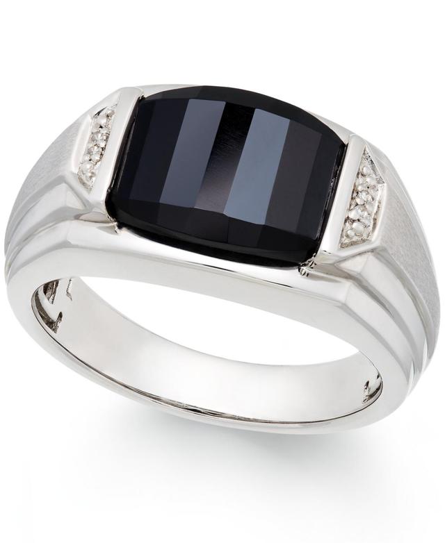 Mens Onyx (4-1/2 ct. t.w.) and Diamond Accent Ring in Sterling Silver Product Image