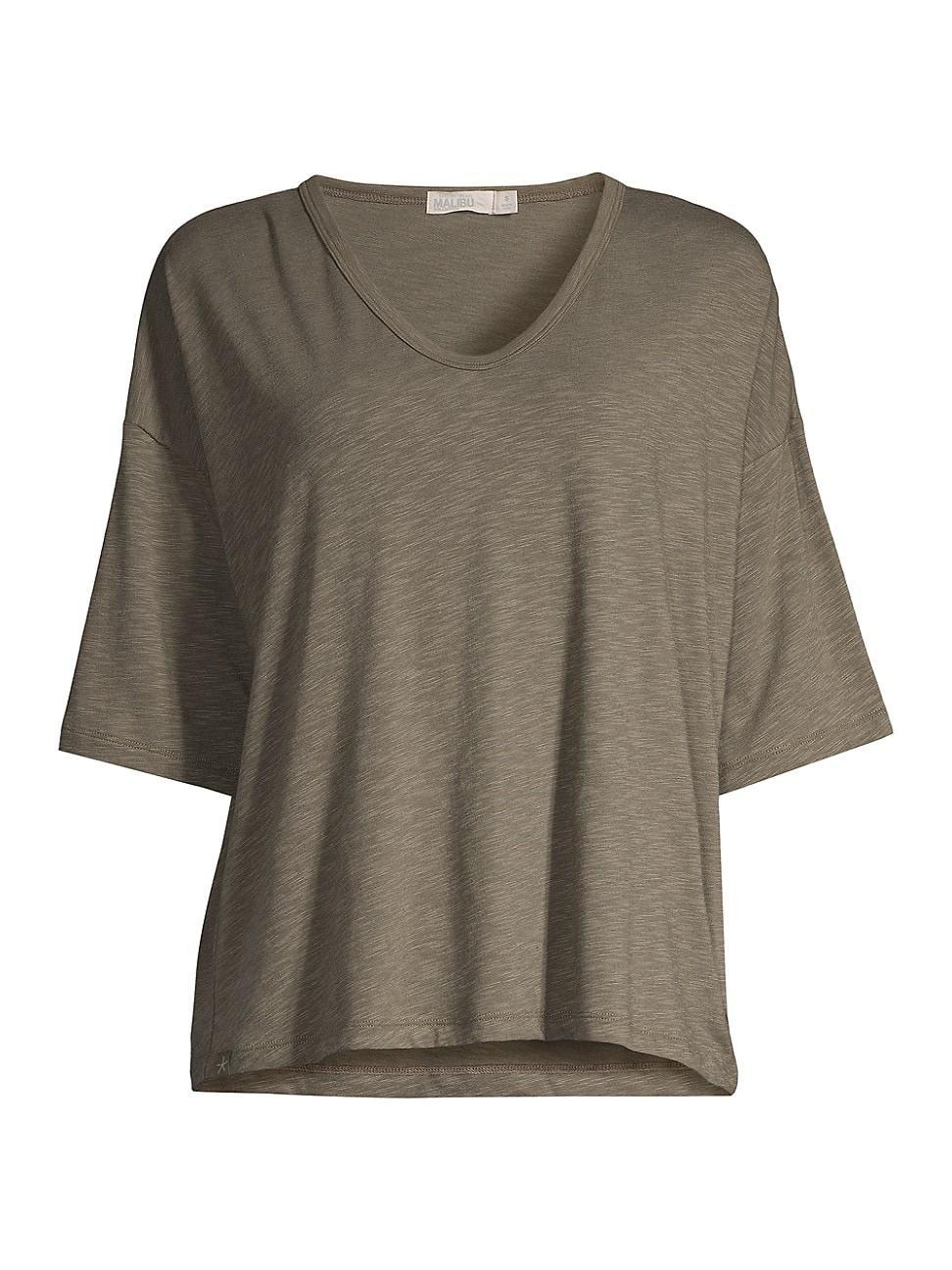 Womens Slub Jersey V-Neck Boxy T-Shirt Product Image