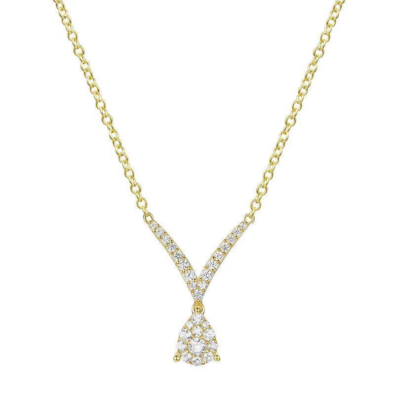 14k Gold Over Silver 1/3 Carat T.W. Diamond Necklace, Womens Gold Tone Product Image