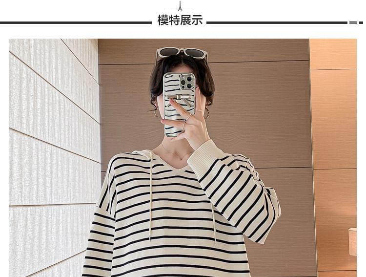 Maternity Striped Oversized Hoodie Product Image