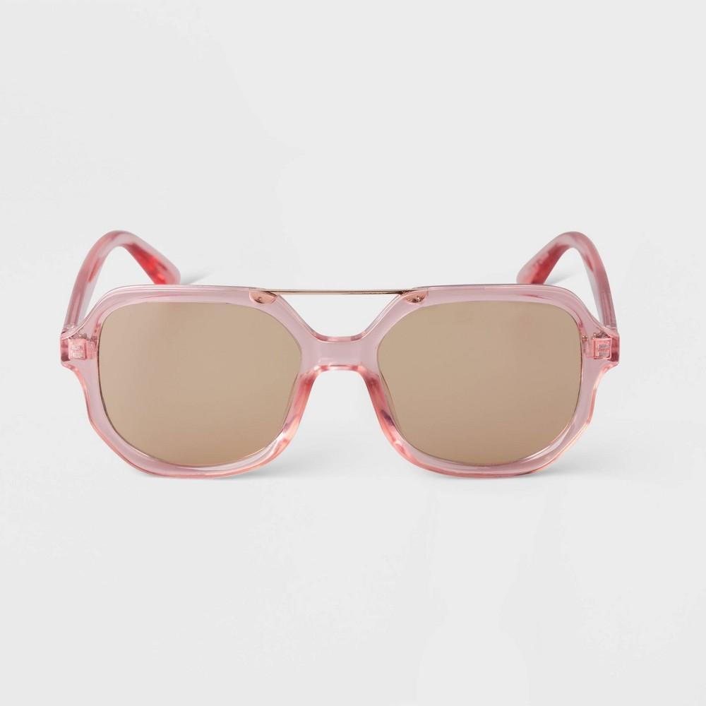 Womens Square Crystal Aviator Sunglasses - A New Day Pink product image