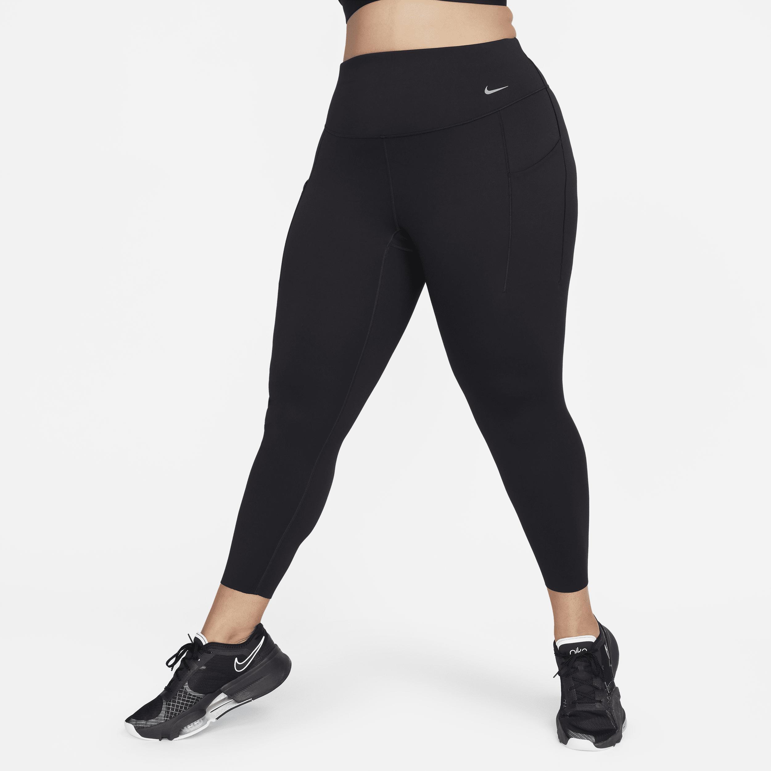 Nike Women's Universa Medium-Support High-Waisted 7/8 Leggings with Pockets (Plus Size) in Black, Size: 3X  Product Image