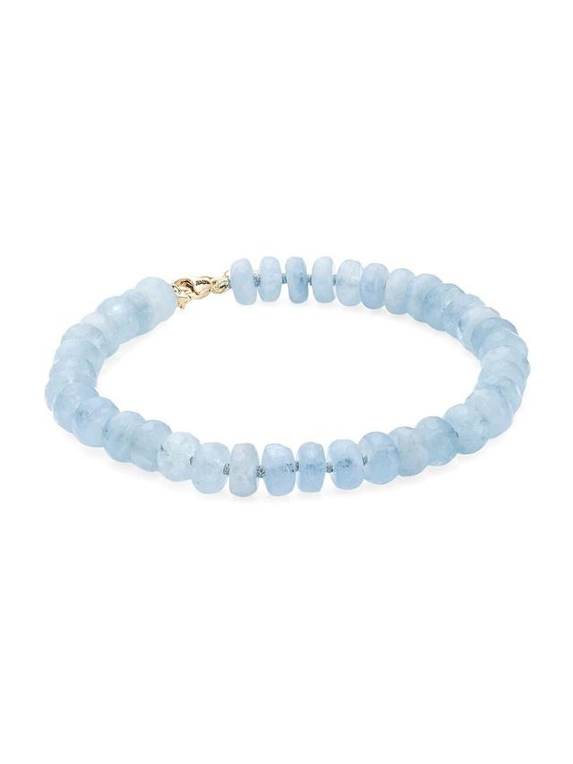 Womens Oracle 14K Yellow Gold & Aquamarine Crystal Beaded Bracelet Product Image