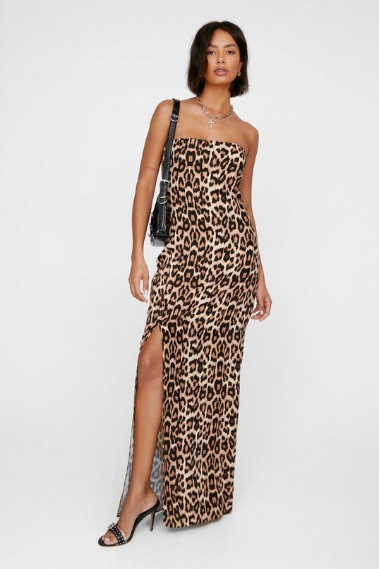 Leopard Print Bandeau Maxi Dress Product Image