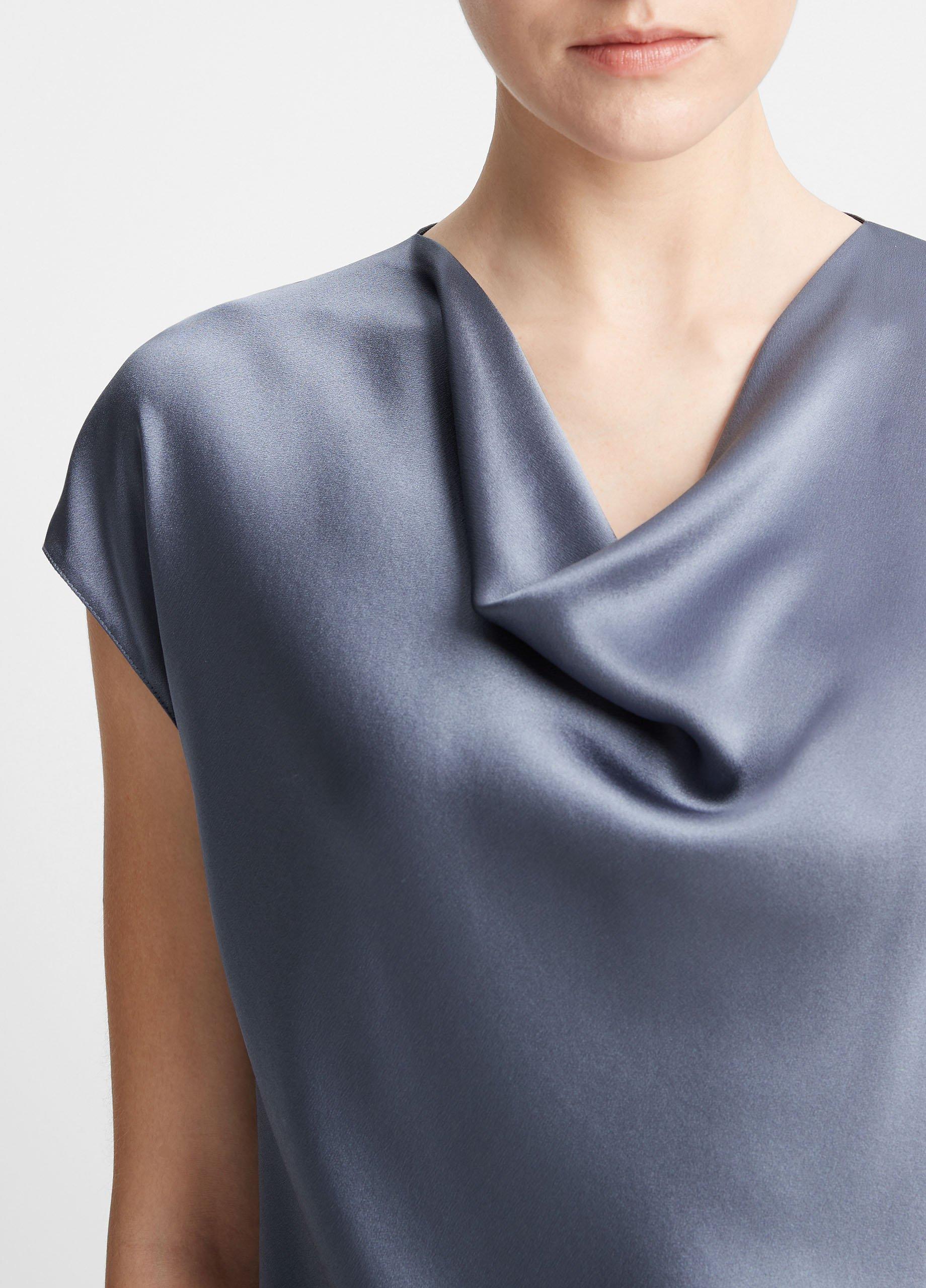 Silk Cowl-Neck Blouse Product Image