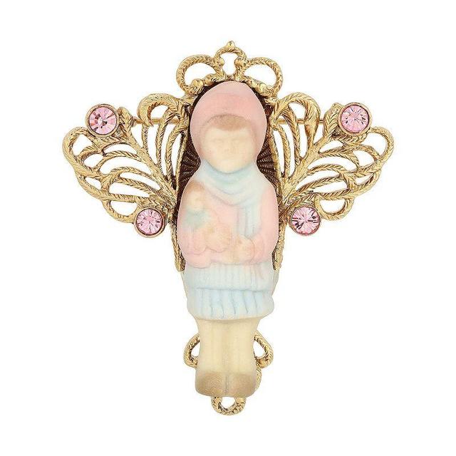 1928 14k Gold Dipped Porcelain Doll Pin, Womens, Pink Product Image