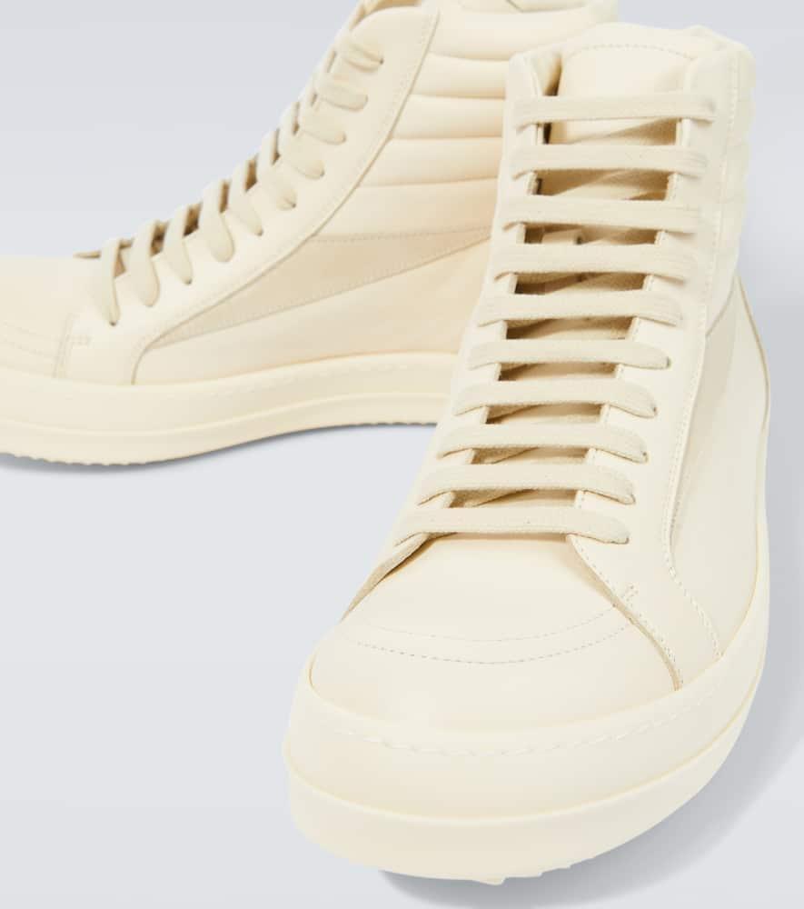 RICK OWENS Hi Vintage Leather High-top Sneakers In Milk/milk Product Image