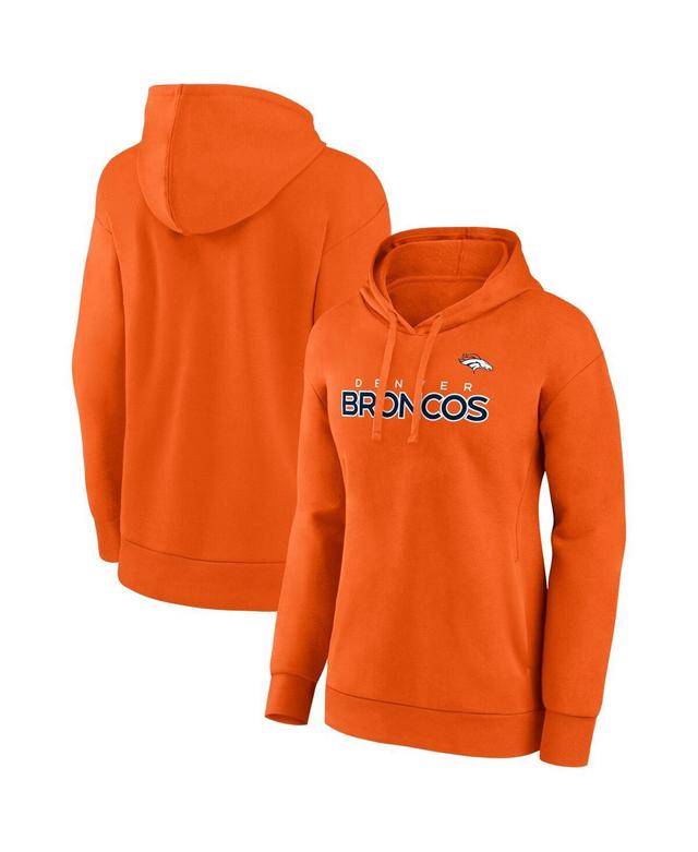 Fanatics Womens Orange Denver Broncos Iconic Cotton Fleece Checklist Pullover Hoodie Product Image