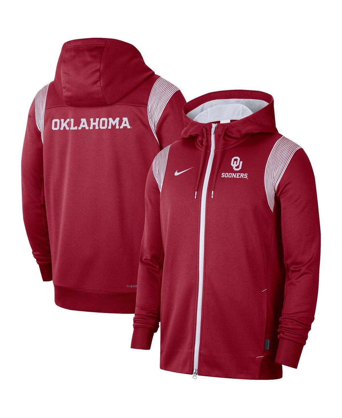 NIKE Crimson Oklahoma Sooners Sideline Lockup Performance Full-zip Hoodie Jacket Product Image