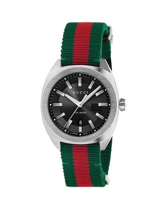 Men's Gg2570 41mm Stainless Steel-nylon Watch In Green Product Image