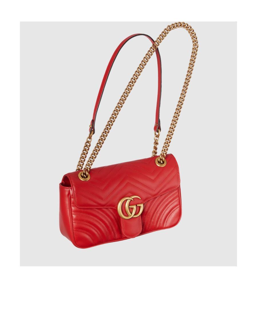 GUCCI Red Gg Marmont Small Leather Shoulder Bag Product Image