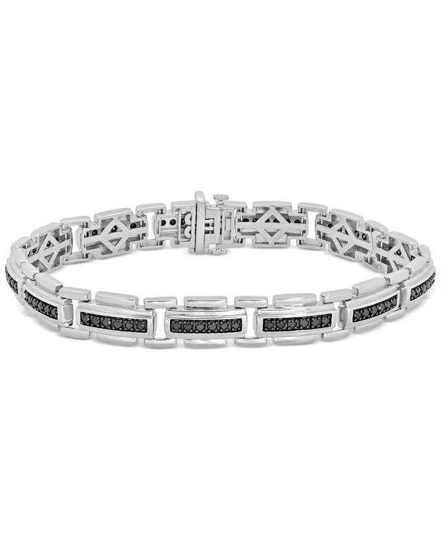 Mens Black Diamond Link Bracelet (2 ct t.w.) Sterling Silver Product Image