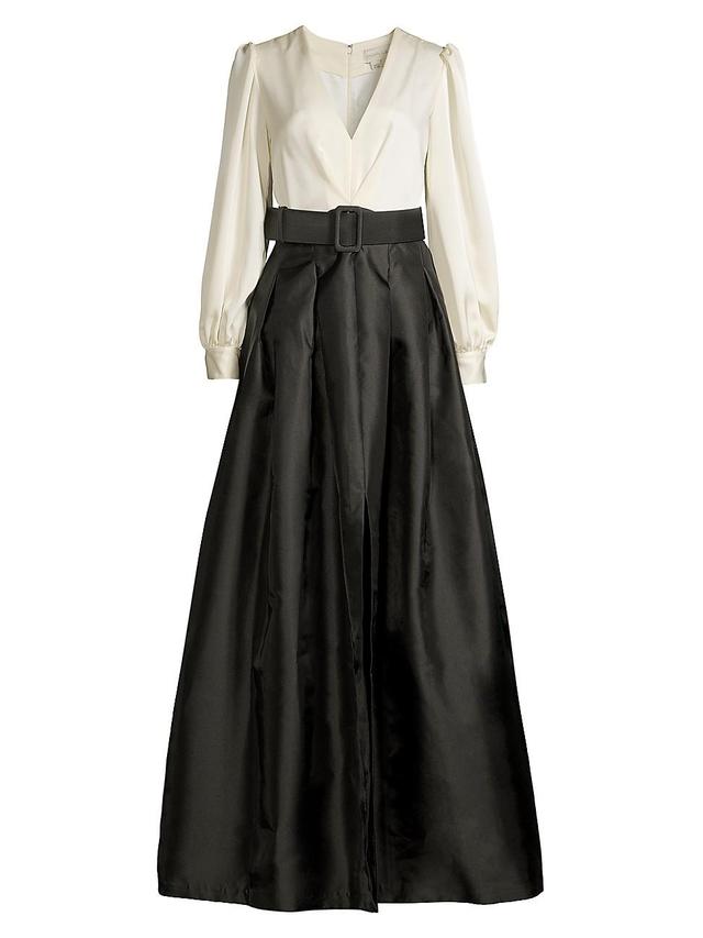 Womens Zoe Colorblock Satin Ballgown - Black - Size 8 Product Image