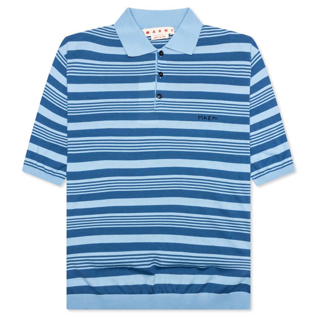 Mixed Striped Polo Shirt - Azure Male Product Image