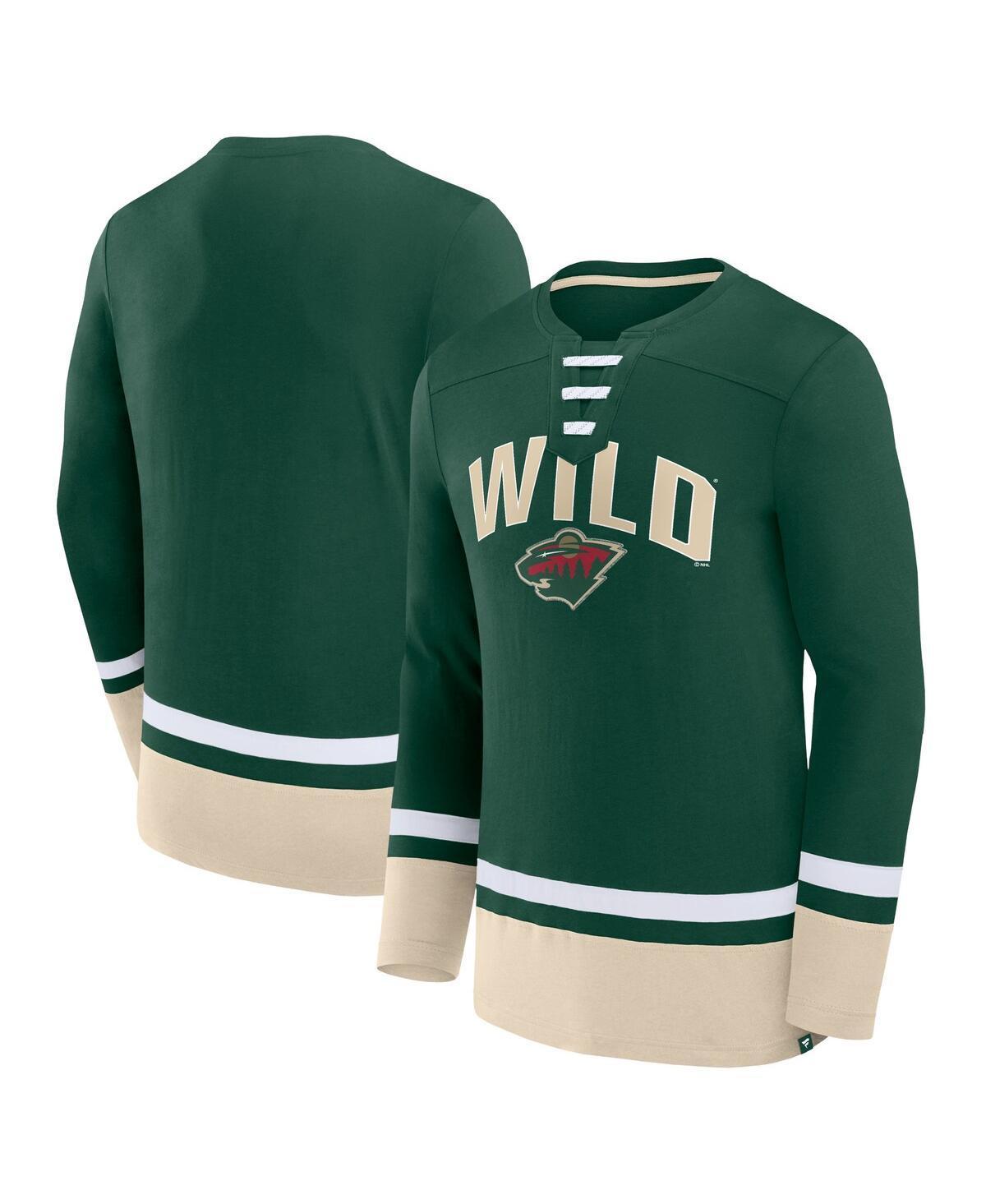 Mens Fanatics Branded Minnesota Wild Back Pass Lace-Up Long Sleeve T-Shirt Product Image