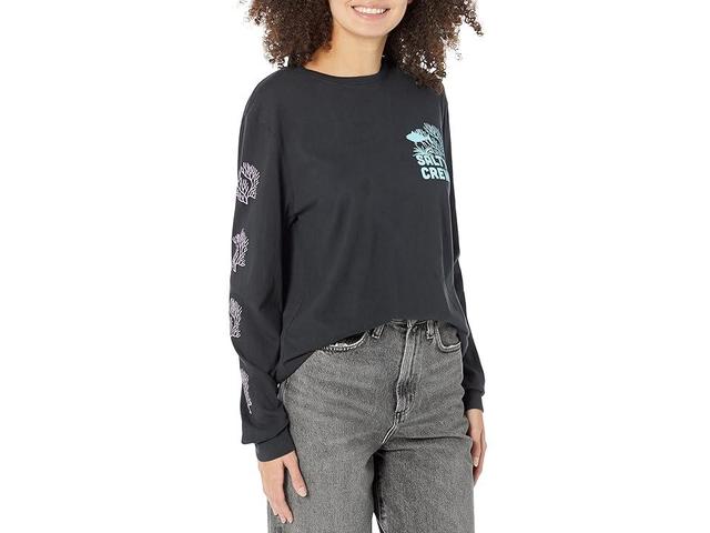 Salty Crew Kelp Forest Boyfriend Long Sleeve Tee (Faded Black) Women's Clothing Product Image