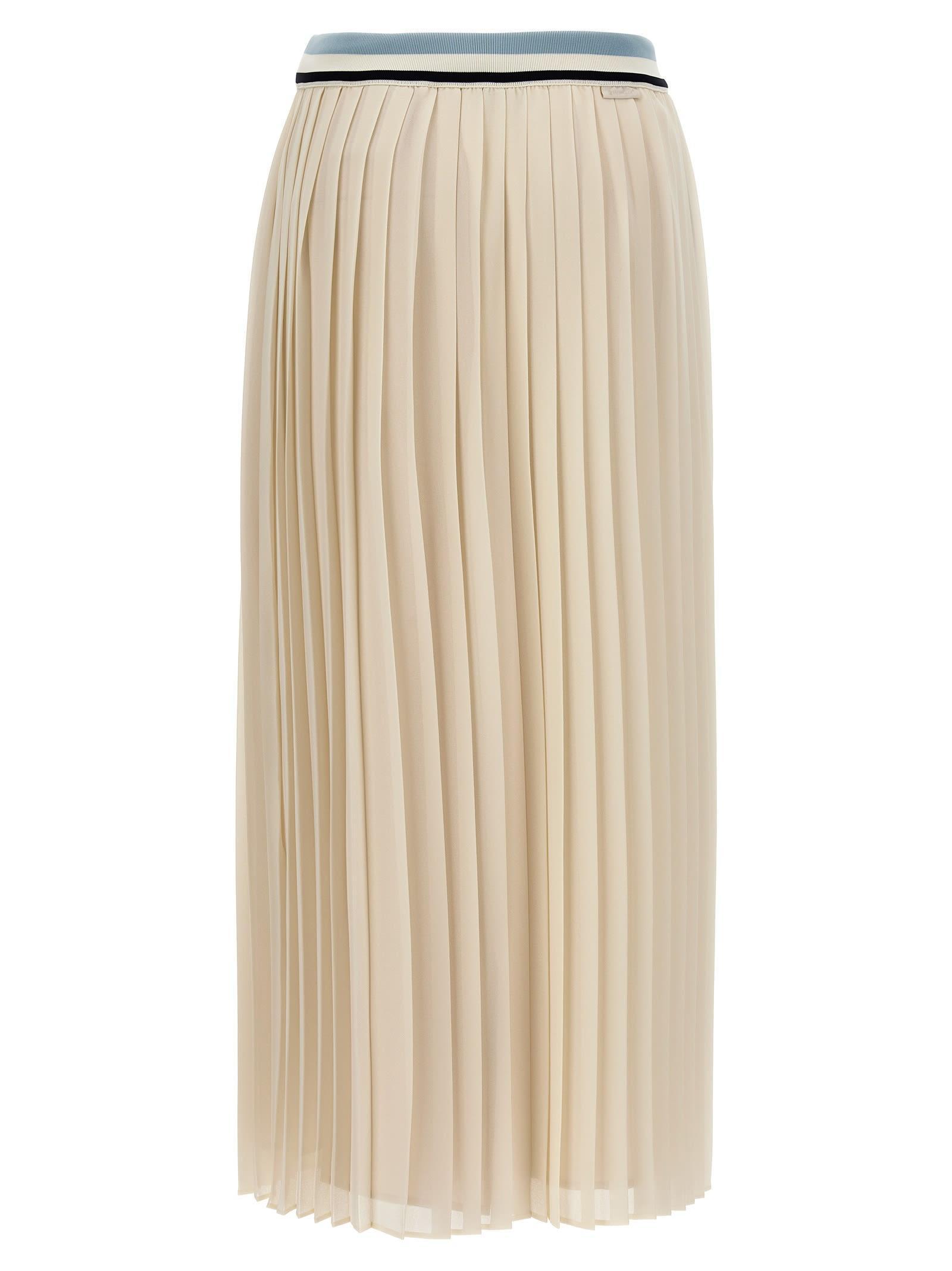 MONCLER Gonna Pleated Maxi Skirt In White Product Image