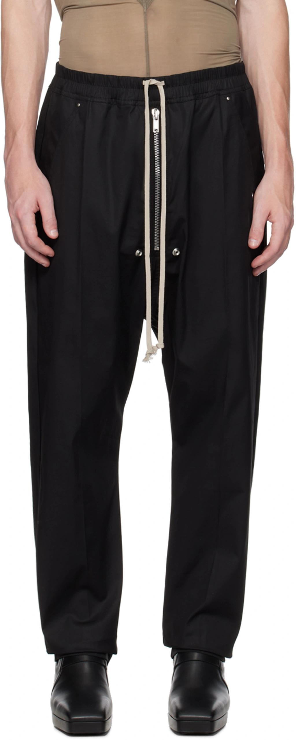 RICK OWENS Drawstring Slim Pants In Black Wool Product Image