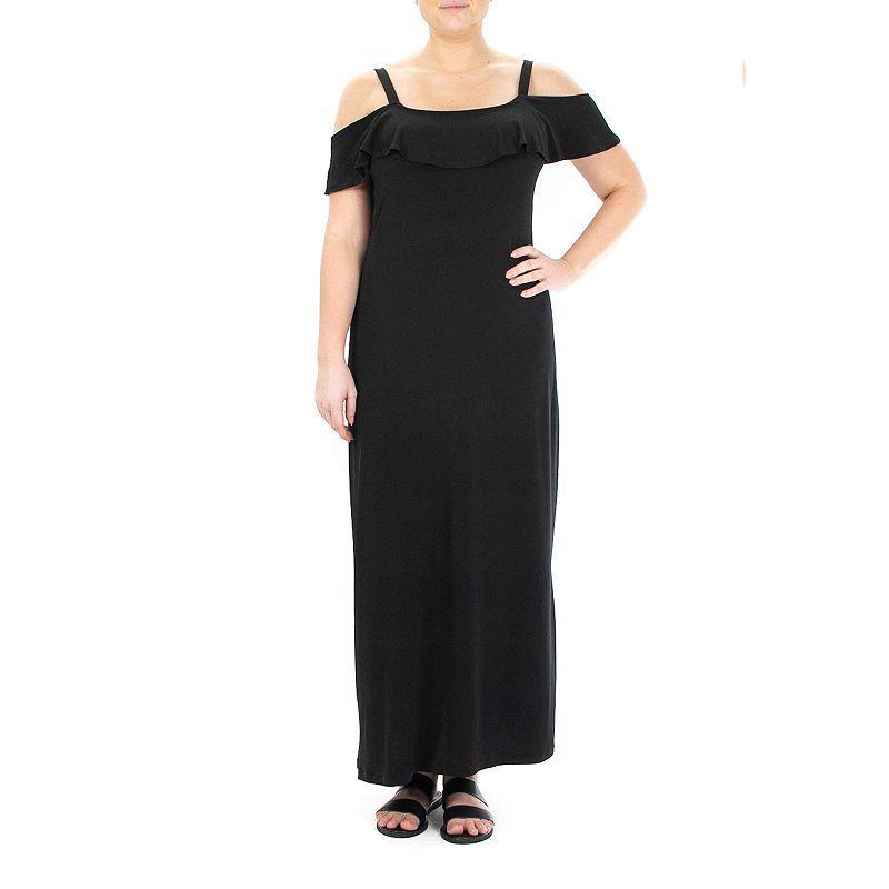 Womens Nina Leonard Print Cold-Shoulder Maxi Dress Black Product Image